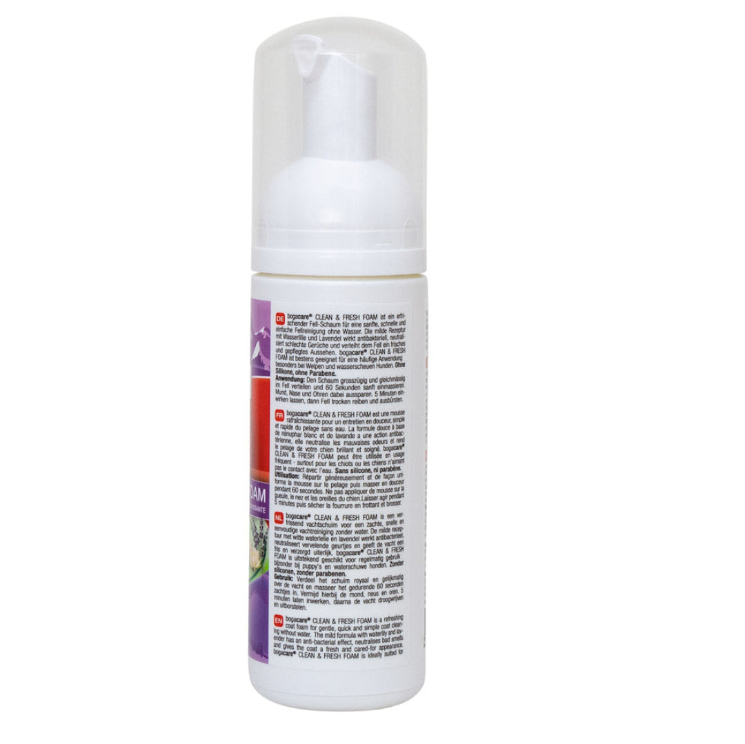 Bogacare clean & fresh foam vachtreiniger mousse voor honden achterkant