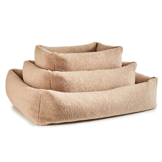 Crèmekleurig hondenbed TEDDY van LABONI in zachte bouclé stof