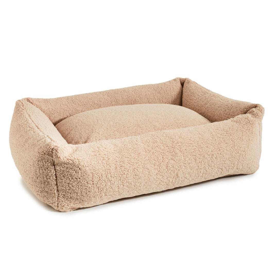 Crèmekleurig hondenbed TEDDY van LABONI in zachte bouclé stof