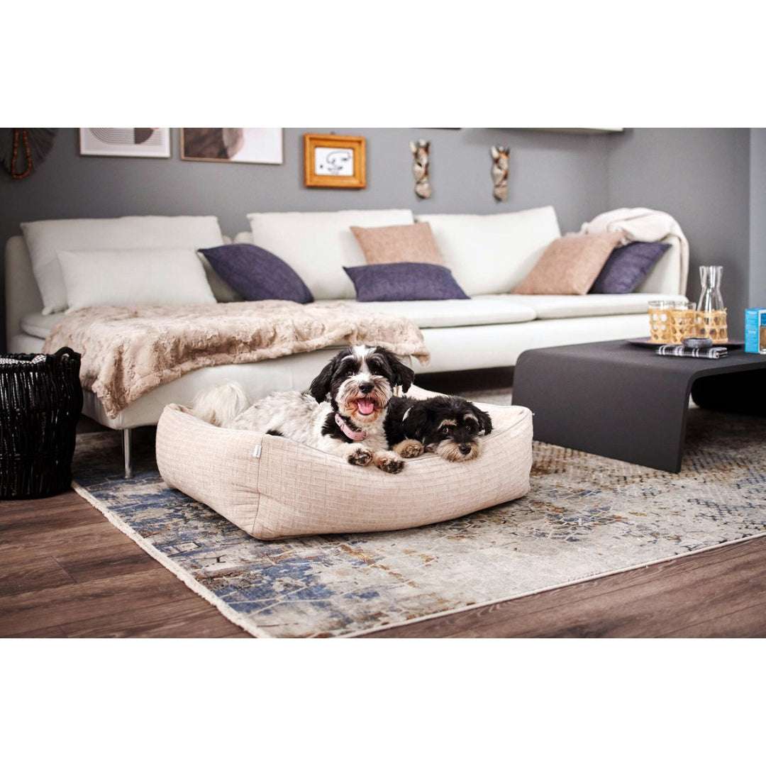 Creamkleurig hondenbed NOVA van LABONI met retro ribstof