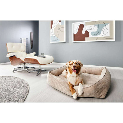 Creamkleurig hondenbed NOVA van LABONI met retro ribstof