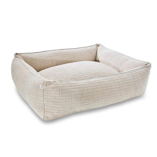 Creamkleurig hondenbed NOVA van LABONI met retro ribstof