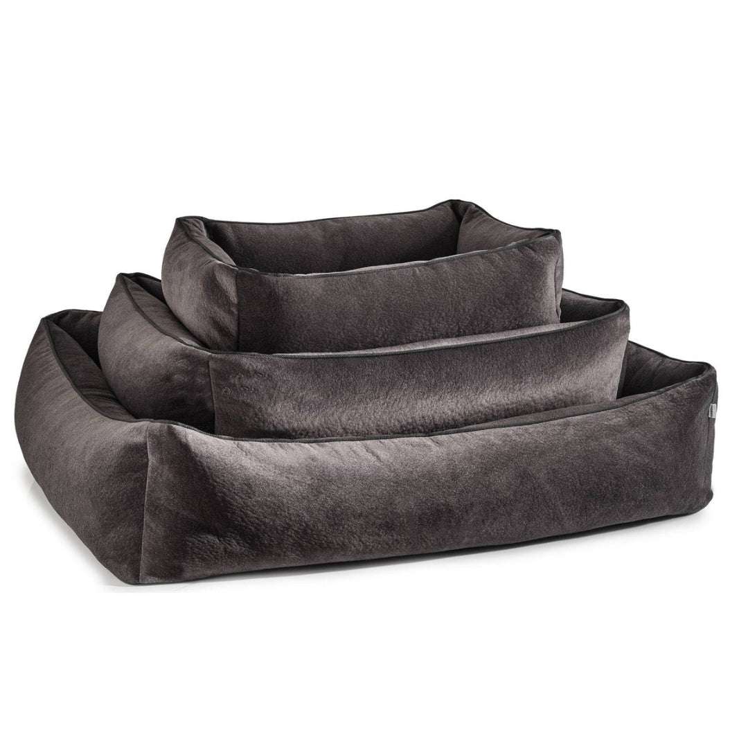 Graphitekleurig hondenbed BUFFALO van LABONI in vintage leerlook