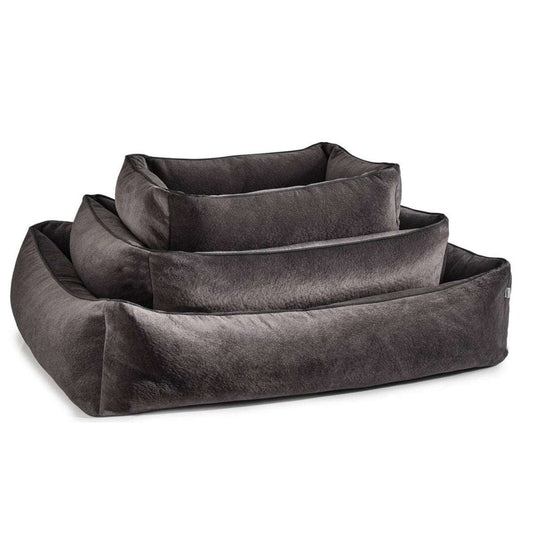 Graphitekleurig hondenbed BUFFALO van LABONI in vintage leerlook