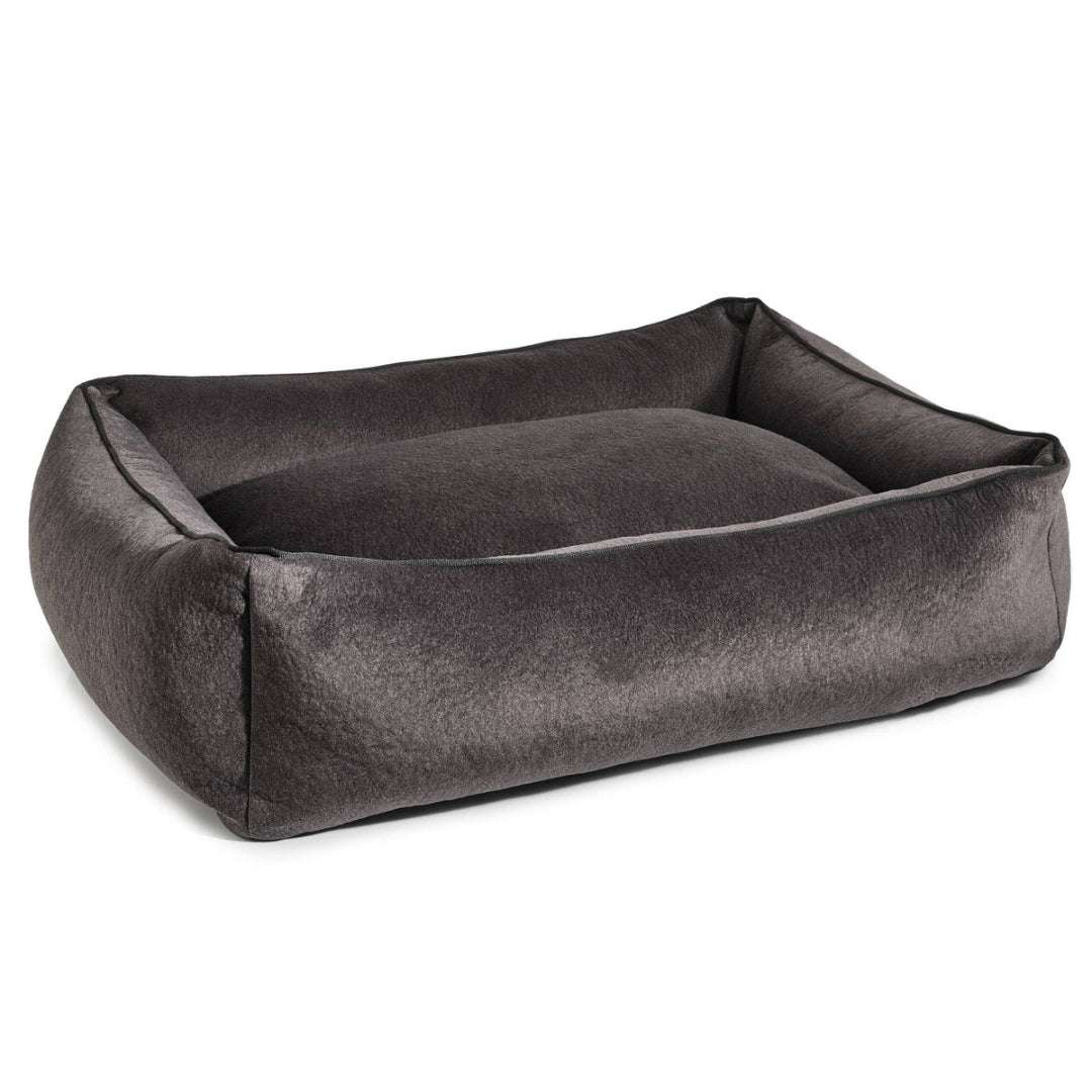 Graphitekleurig hondenbed BUFFALO van LABONI in vintage leerlook