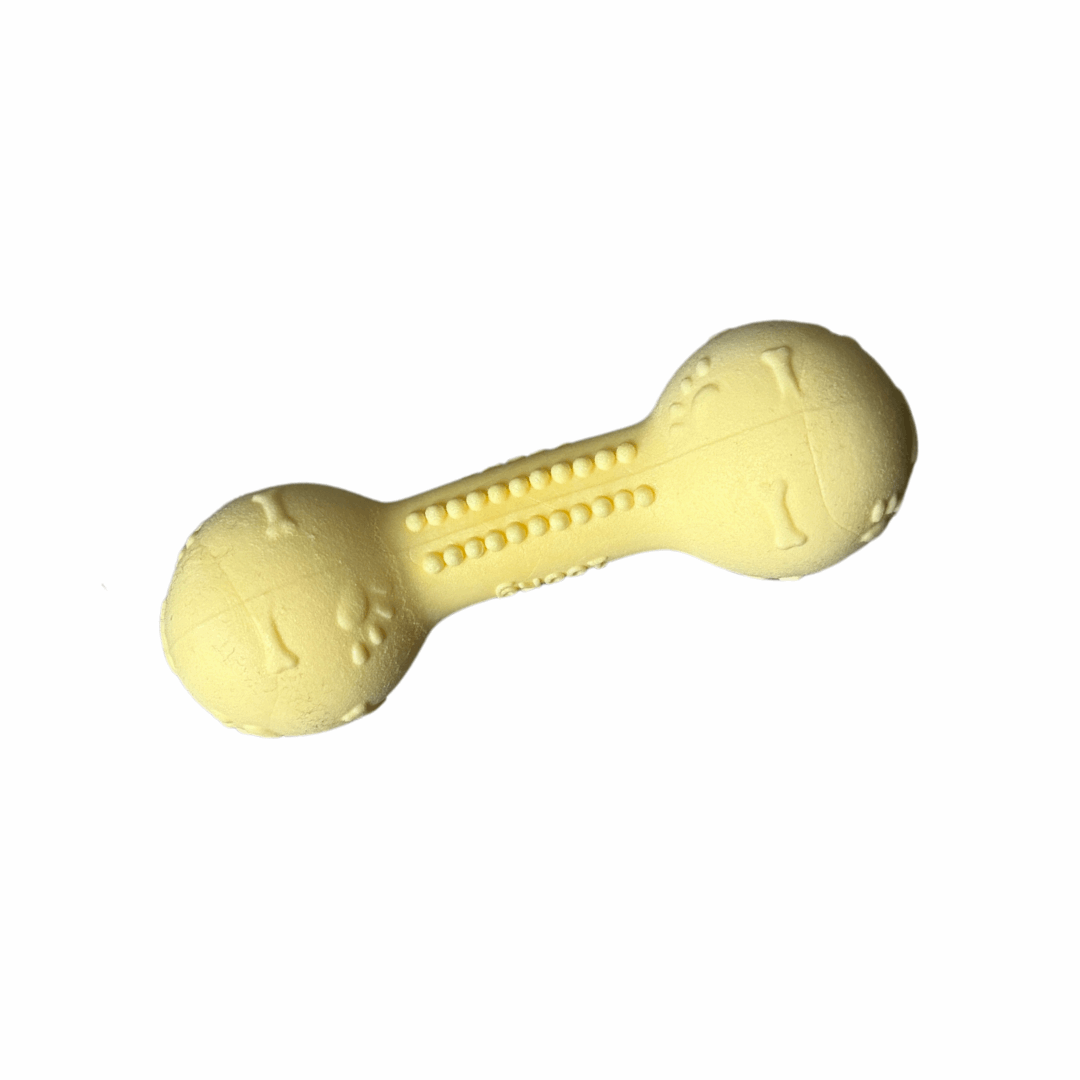 Hondenspeelgoed Dumbell geel
