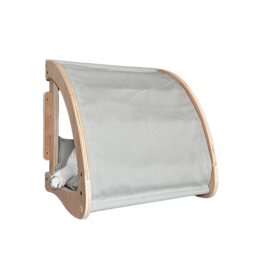 KattenCocon – modern houten kattenbed met touwbekleding, coconvormig