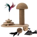 paddenstoel krabpaal giftset met kartonnen kattenspeeltjes en speelbal voor katten