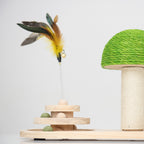 Krab & Speel Paddenstoel van hout met groene touwkap, speelcirkel en catnipbal