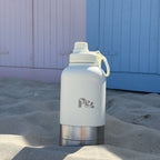 RVS honden drinkfles 3-in-1 met voer- en waterbakjes, 1000 ml, in ivoorwit, rookroze, saliegroen en zandbruin