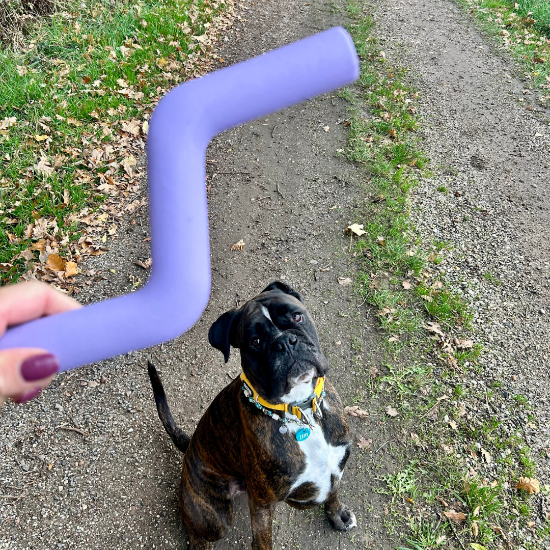 Speeltak voor honden van natuurlijk rubber. Vervanger van een tak en dus splintervrij. Veilig voor honden.