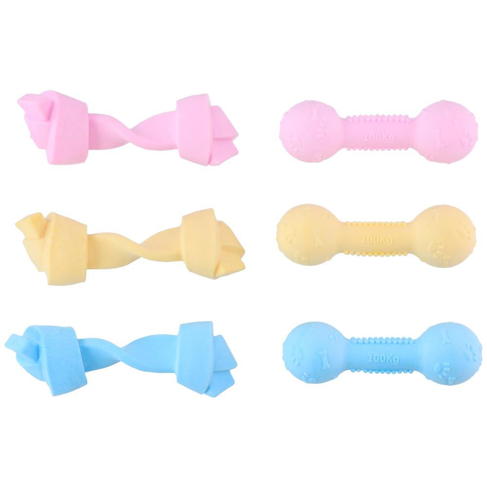 Hondenspeelgoed Bot/Dumbbell – 14×4,5 cm – Zacht & Duurzaam in Pastelkleuren