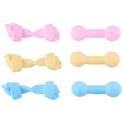 Hondenspeelgoed Bot/Dumbbell – 14×4,5 cm – Zacht & Duurzaam in Pastelkleuren
