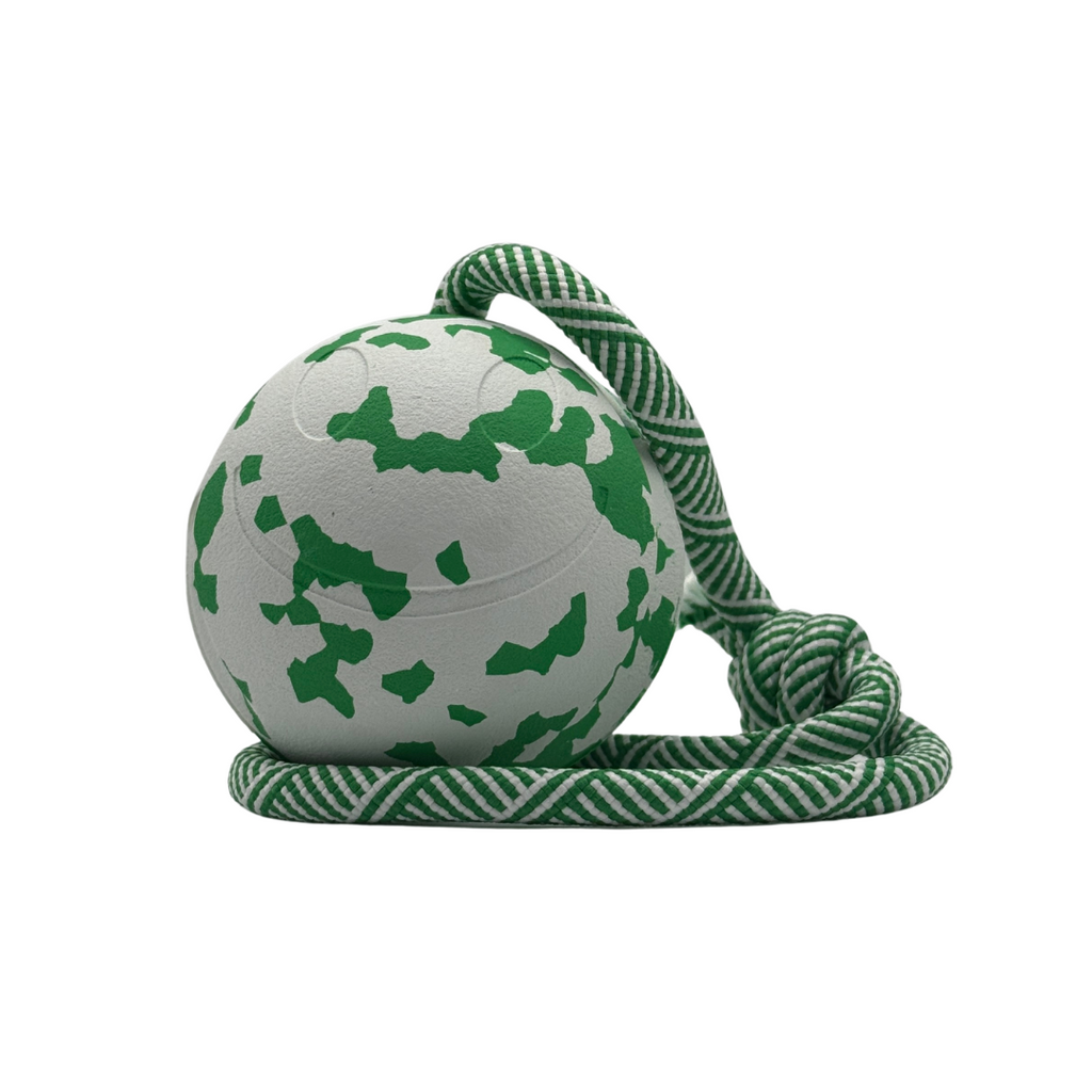 Hondenspeelgoed bal van bamboe met touw voor apporteren en spelen
