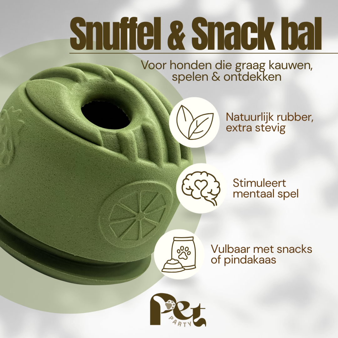 hond_speelt_met_olijfgroene_Snuffel_Snack_Bal_van_natuurlijk_rubber_gevuld_met_brokjes_spelen_begin_foto